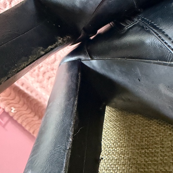 🎉HP!🎉 Black Ankle Boots with Gold Accents “School Girl” Moto Platform Heels - Picture 12 of 12